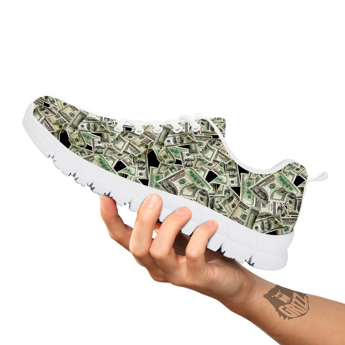 American Money US Dollars Print Pattern White Sneaker-grizzshop