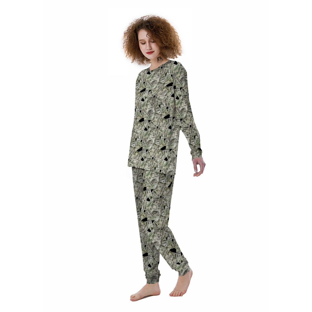 American Money US Dollars Print Pattern Women's Pajamas-grizzshop