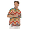 American Native Tribal Chevron Print Men's Short Sleeve Shirts-grizzshop