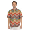 American Native Tribal Chevron Print Men's Short Sleeve Shirts-grizzshop