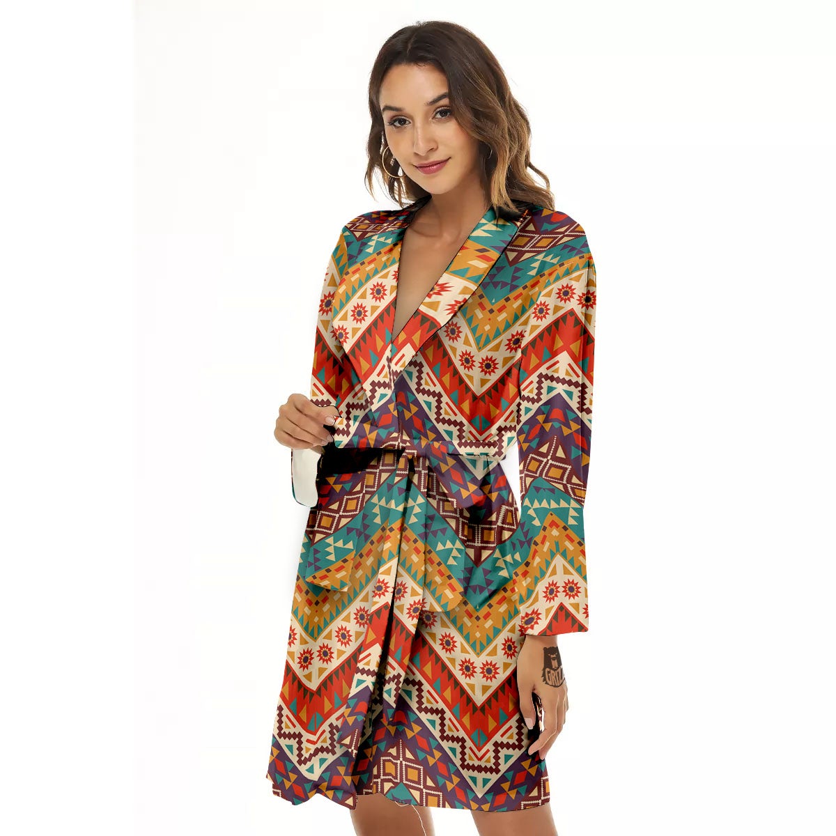 American Native Tribal Chevron Print Women's Robe-grizzshop
