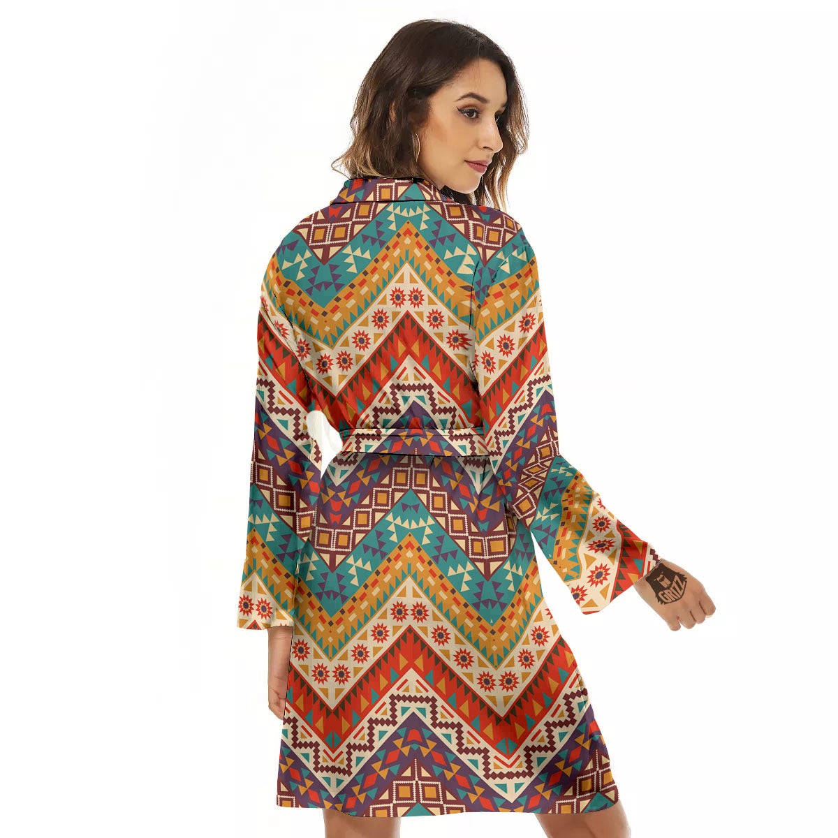 American Native Tribal Chevron Print Women's Robe-grizzshop
