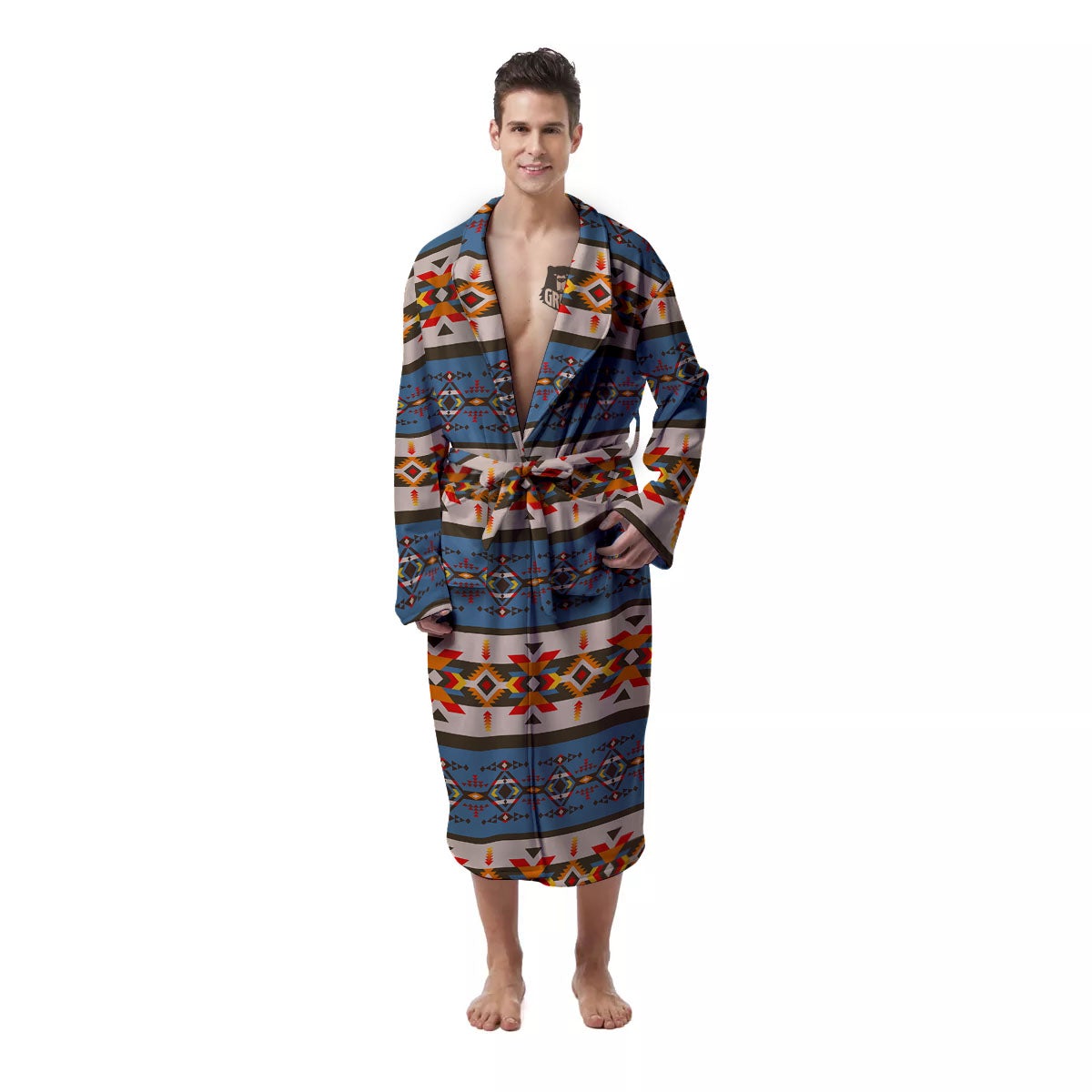 American Native Tribal Navajo Print Men's Robe-grizzshop