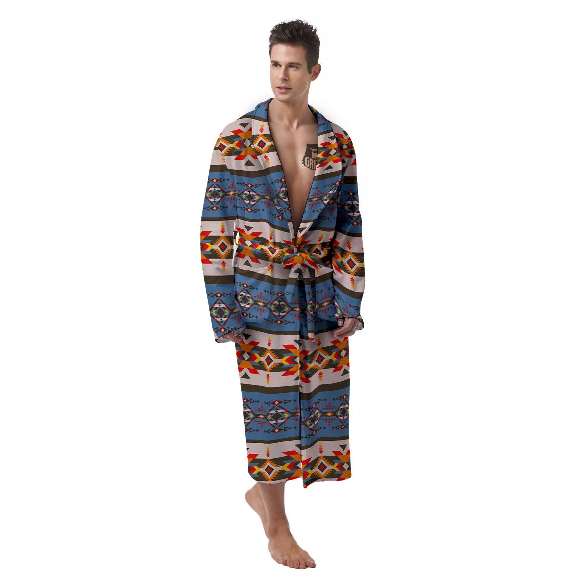 American Native Tribal Navajo Print Men's Robe-grizzshop