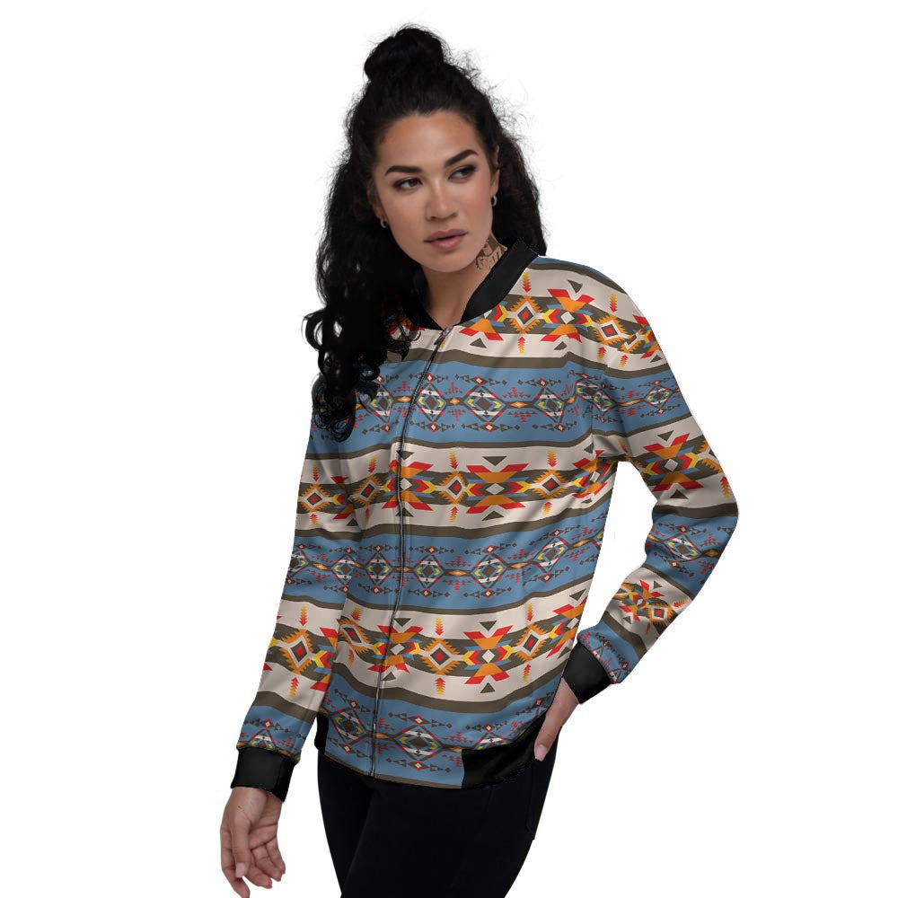 American Native Tribal Navajo Print Women's Bomber Jacket-grizzshop