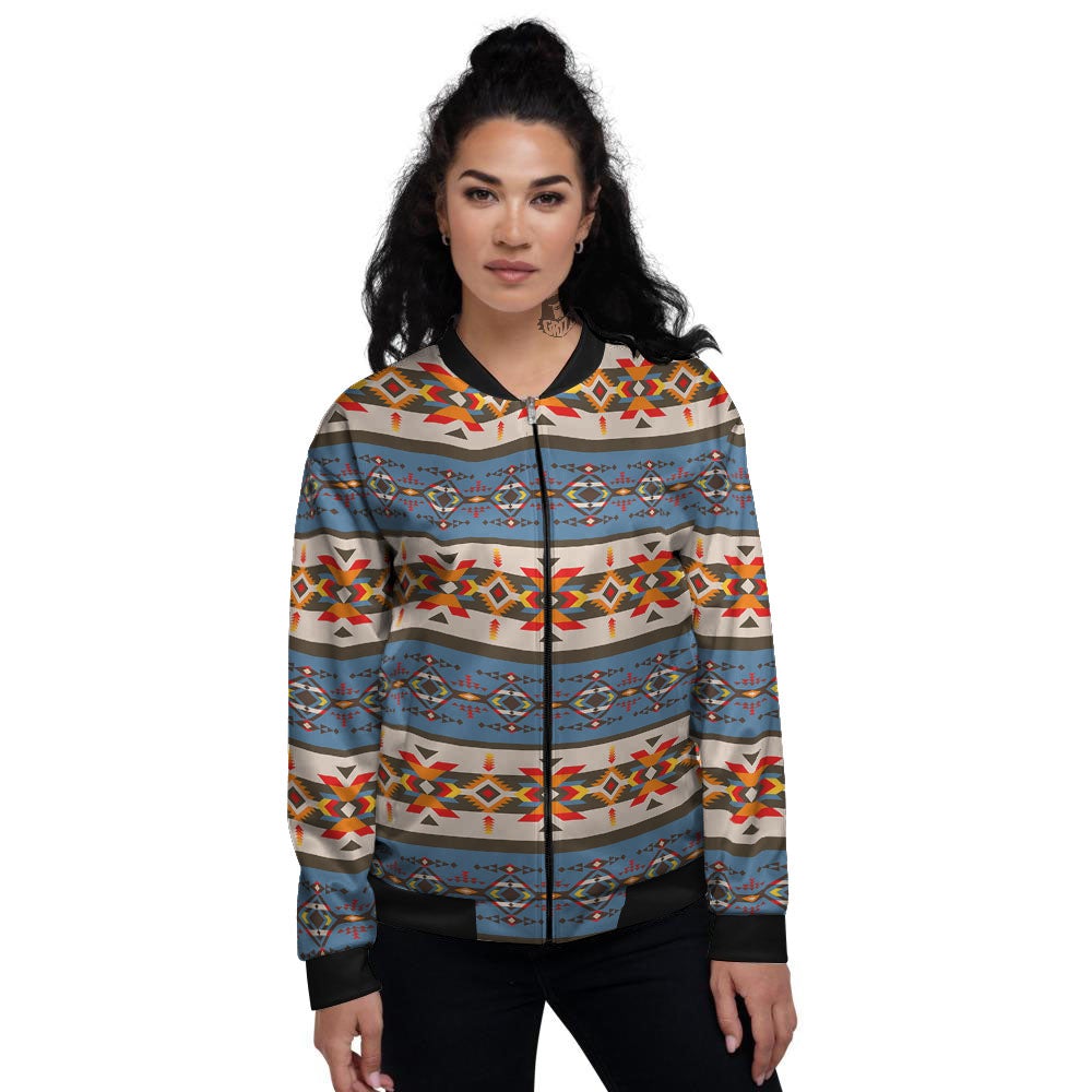 American Native Tribal Navajo Print Women's Bomber Jacket-grizzshop