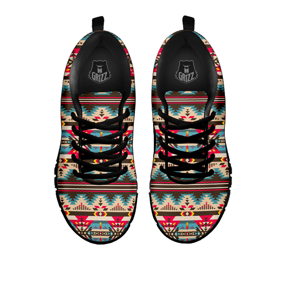 American Native Tribal Print Pattern Black Sneaker-grizzshop