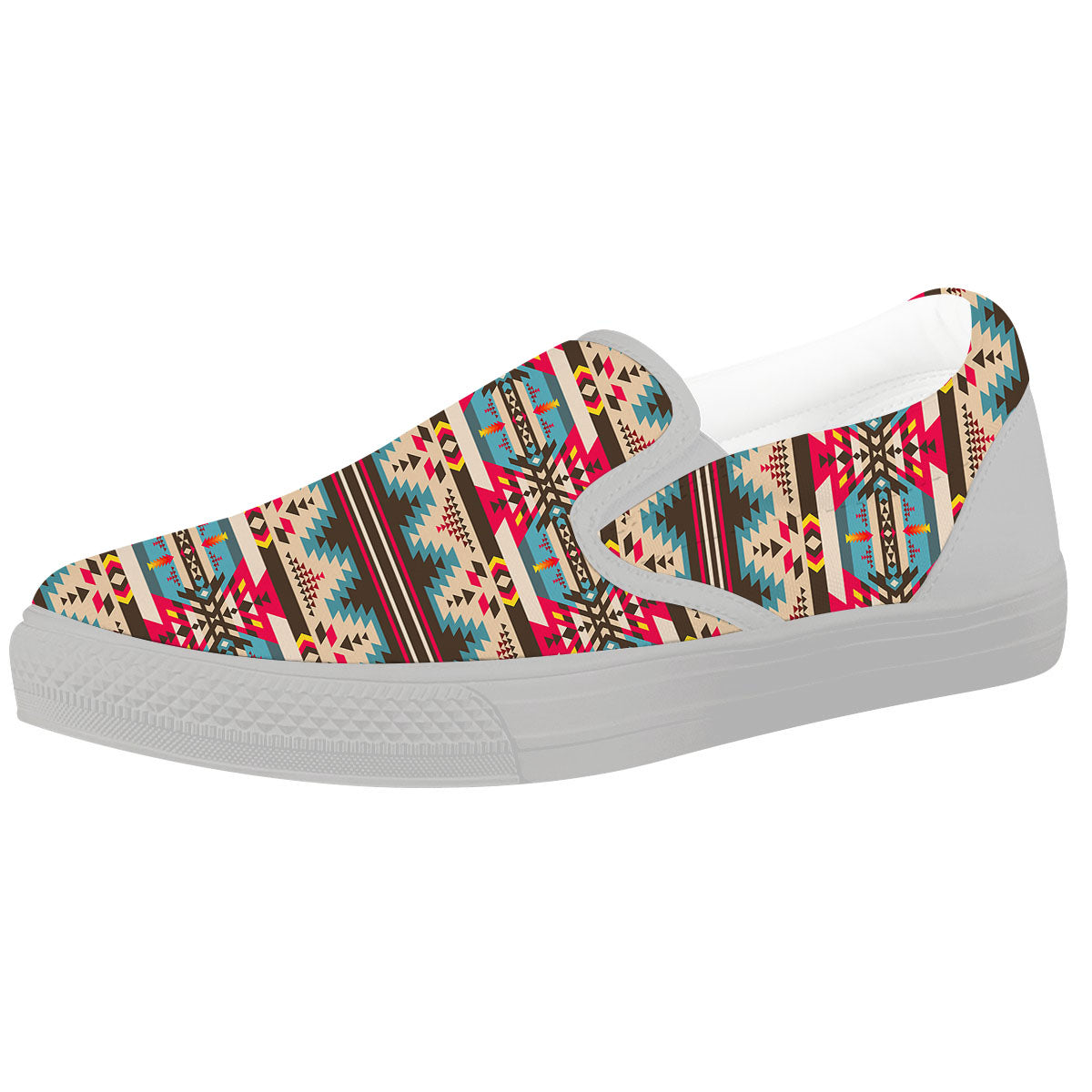 American Native Tribal Print Pattern White Slip On Shoes-grizzshop