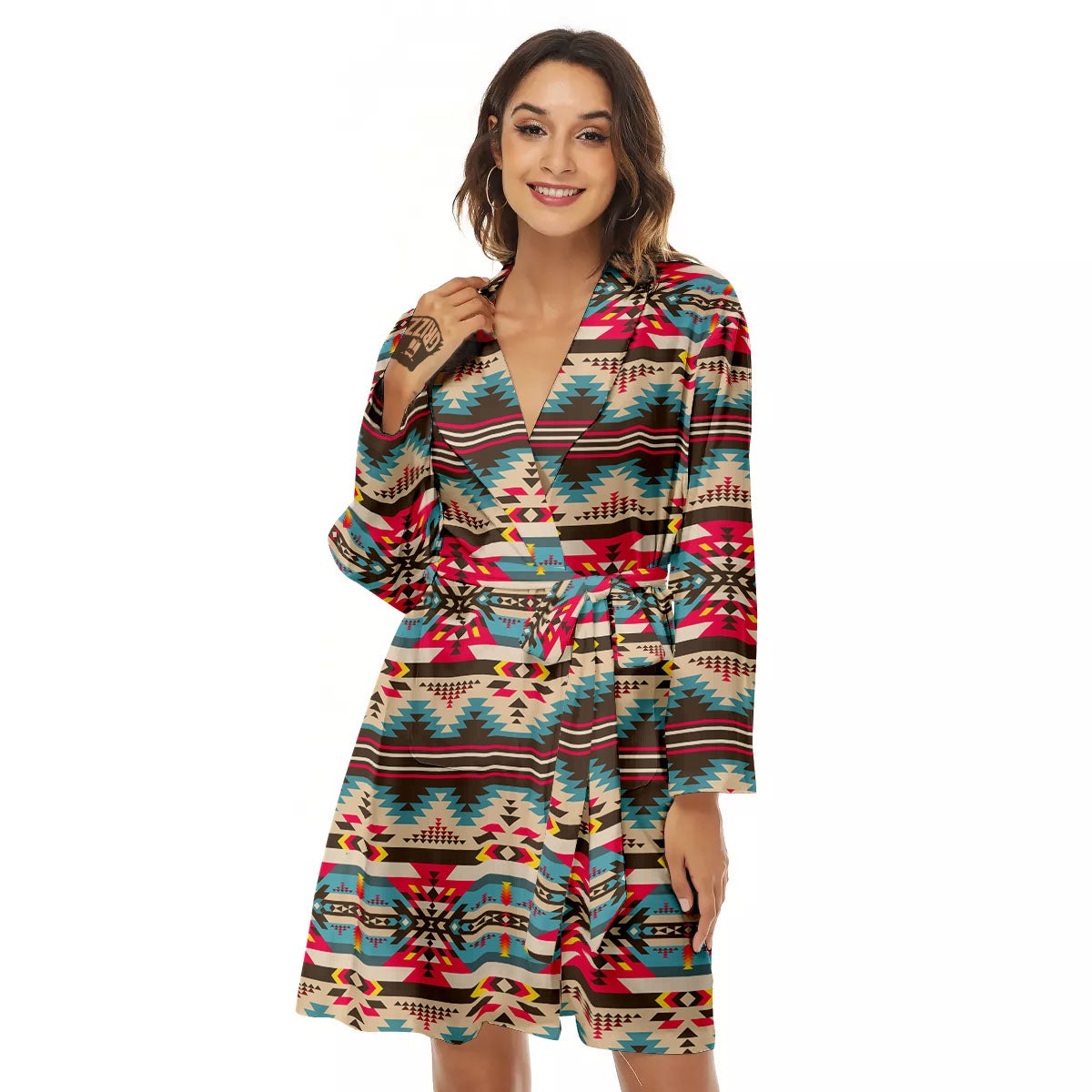 American Native Tribal Print Pattern Women's Robe-grizzshop
