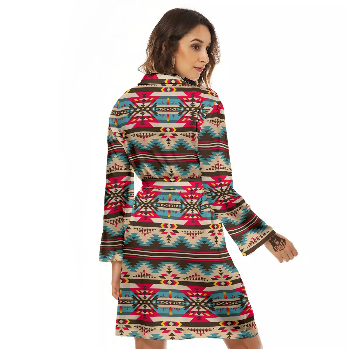 American Native Tribal Print Pattern Women's Robe-grizzshop