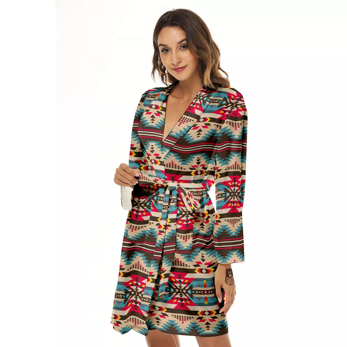 American Native Tribal Print Pattern Women's Robe-grizzshop