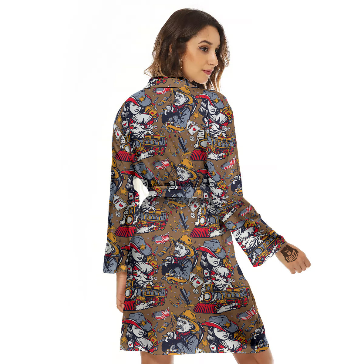 American Old West History Print Pattern Women's Robe-grizzshop