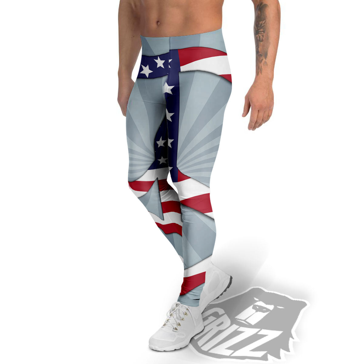 American Peace Flag Print Men's Leggings-grizzshop