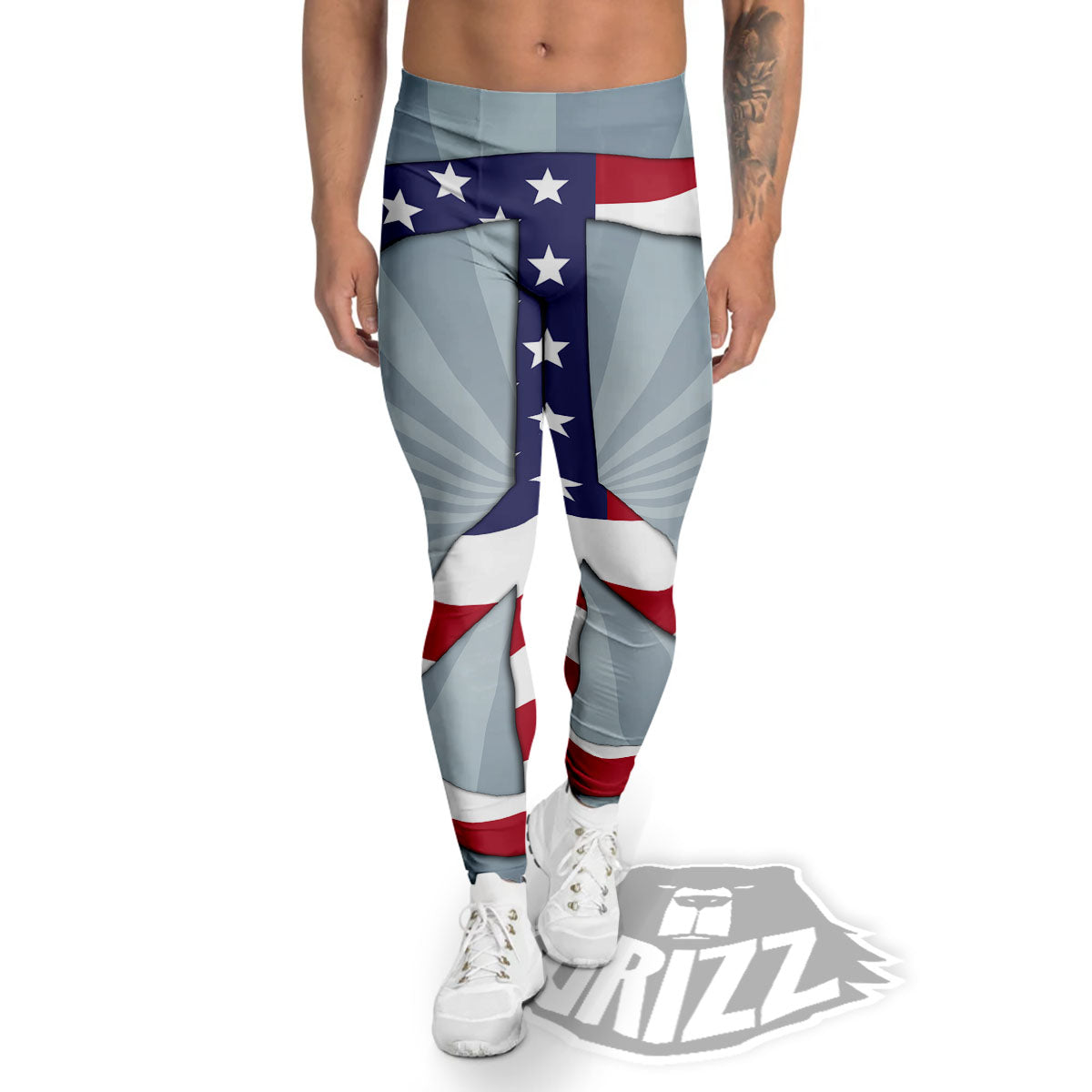 American Peace Flag Print Men's Leggings-grizzshop
