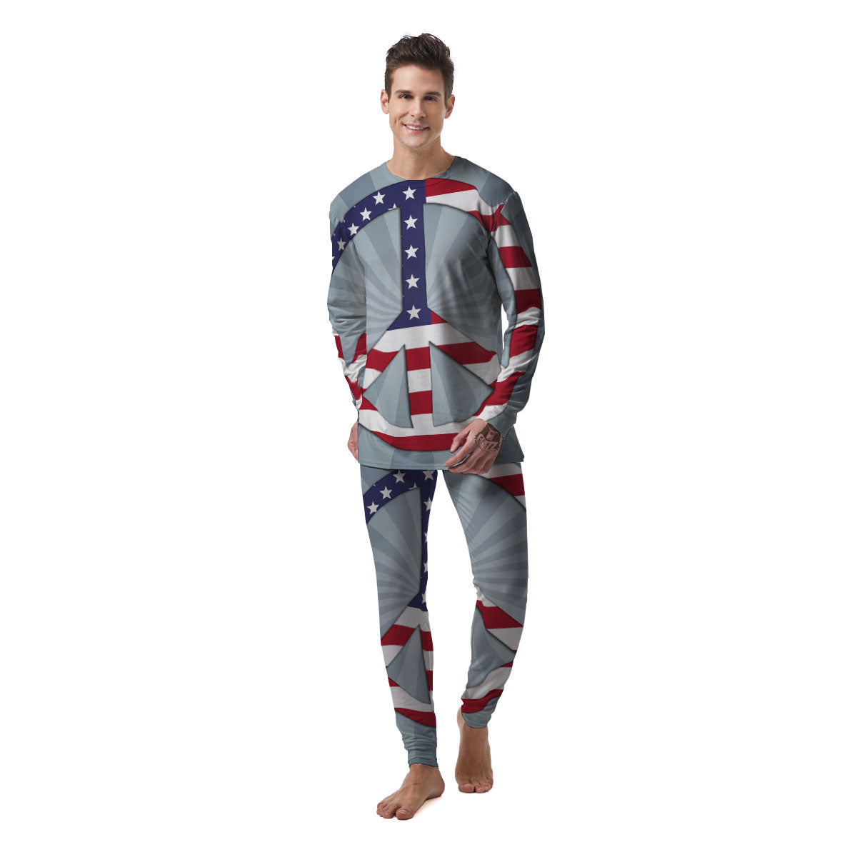 American Peace Flag Print Men's Pajamas-grizzshop