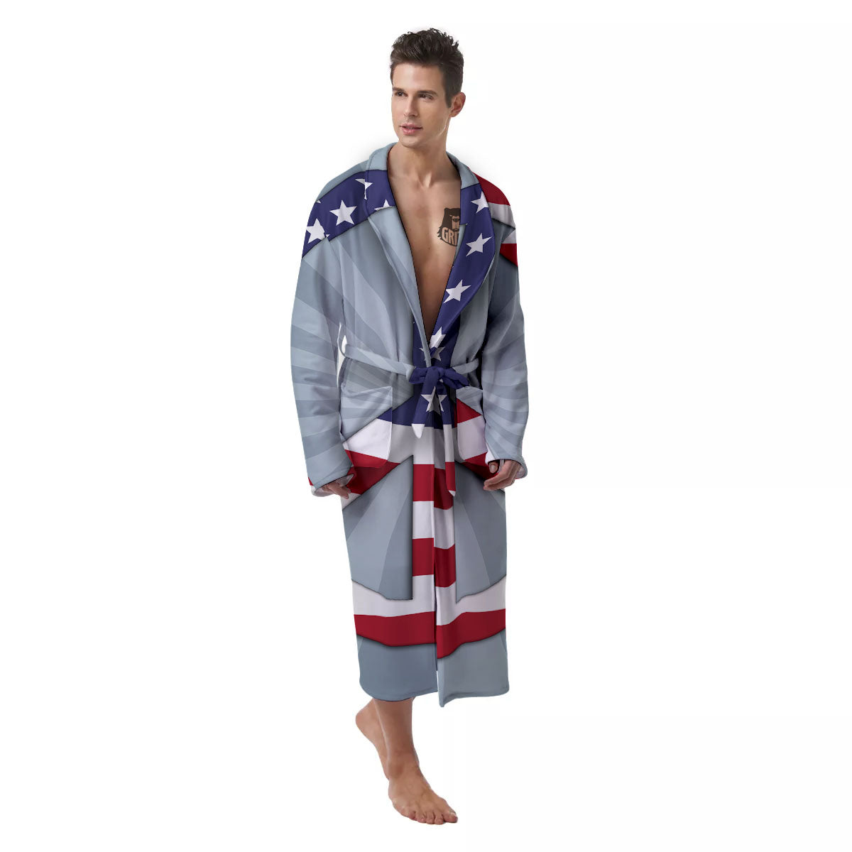 American Peace Flag Print Men's Robe-grizzshop