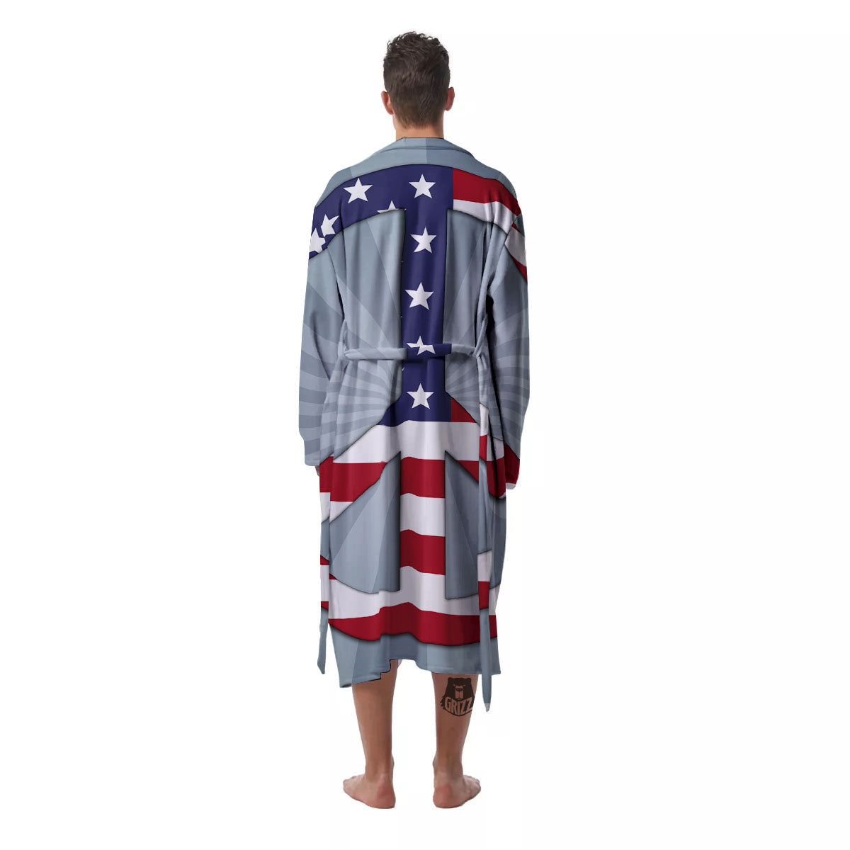 American Peace Flag Print Men's Robe-grizzshop
