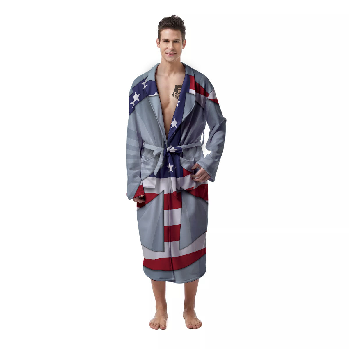 American Peace Flag Print Men's Robe-grizzshop