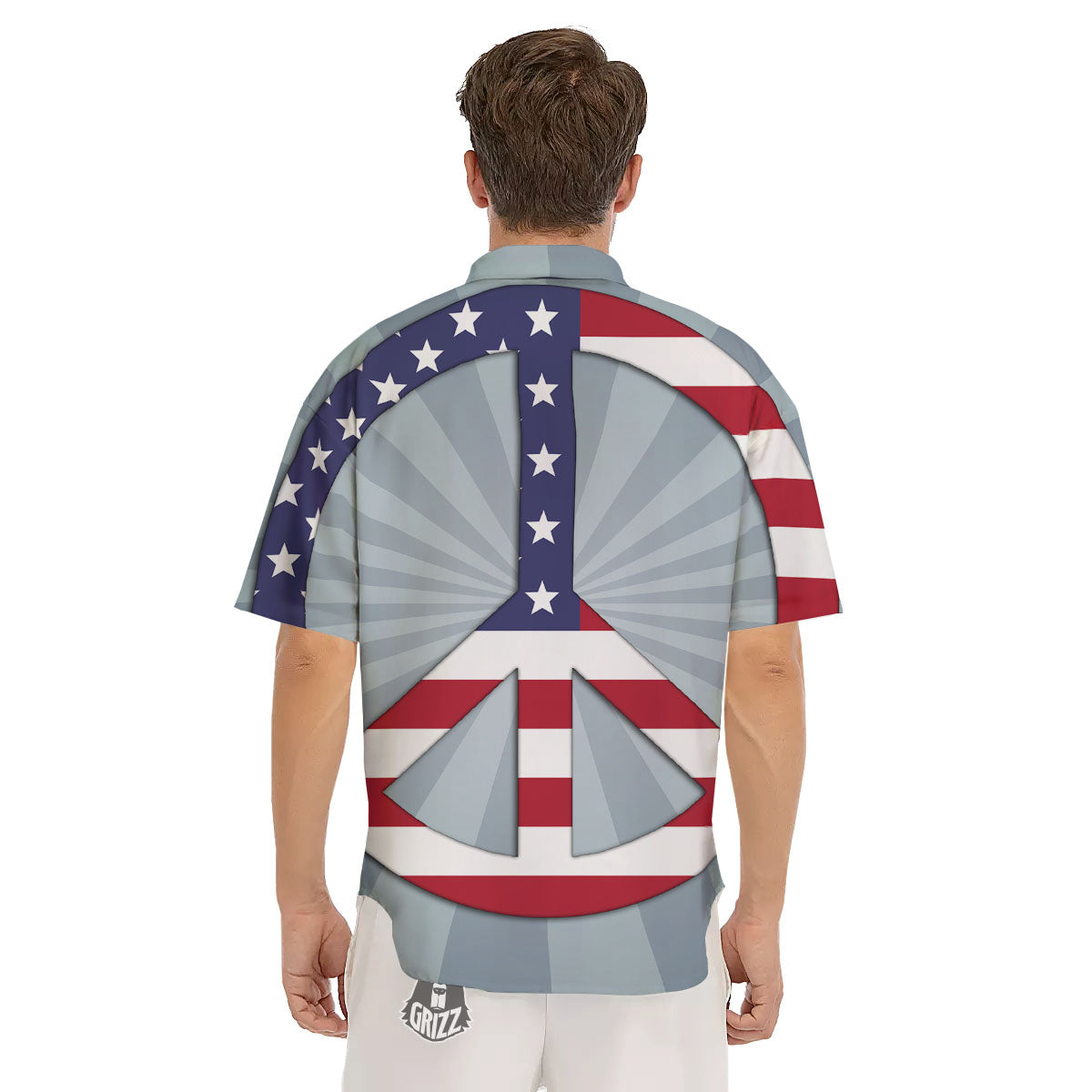 American Peace Flag Print Men's Short Sleeve Shirts-grizzshop