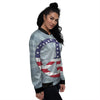 American Peace Flag Print Women's Bomber Jacket-grizzshop