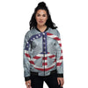 American Peace Flag Print Women's Bomber Jacket-grizzshop