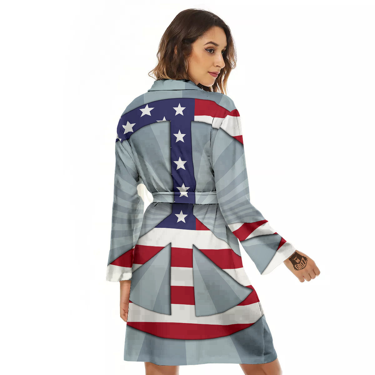 American Peace Flag Print Women's Robe-grizzshop