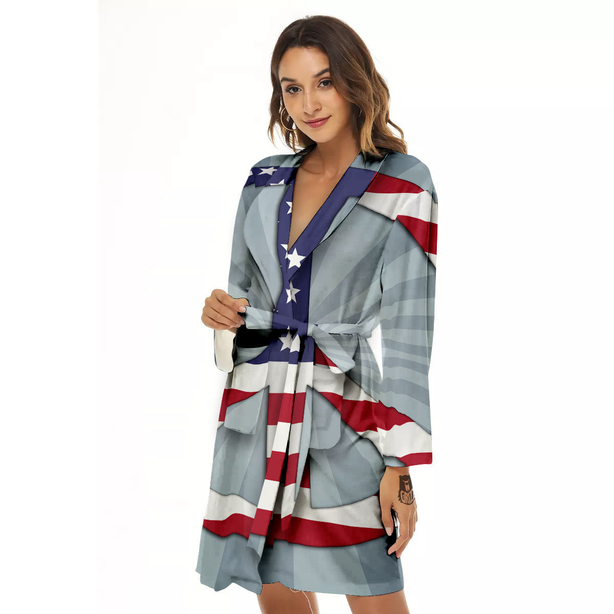 American Peace Flag Print Women's Robe-grizzshop