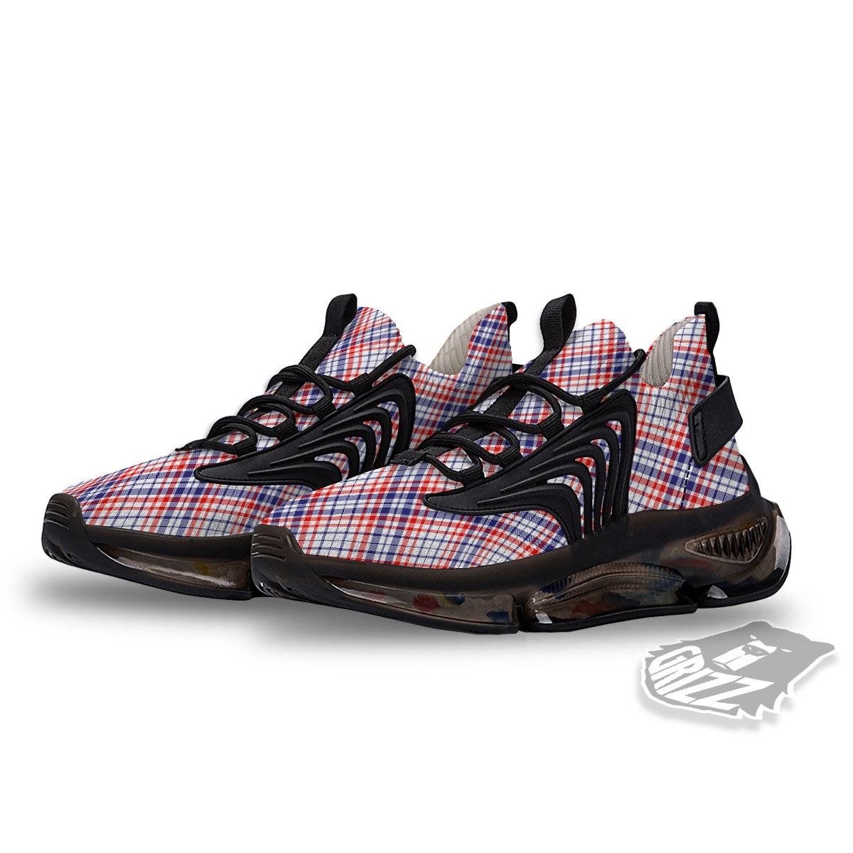 American Plaid 4th of July Print Black Gym Shoes-grizzshop