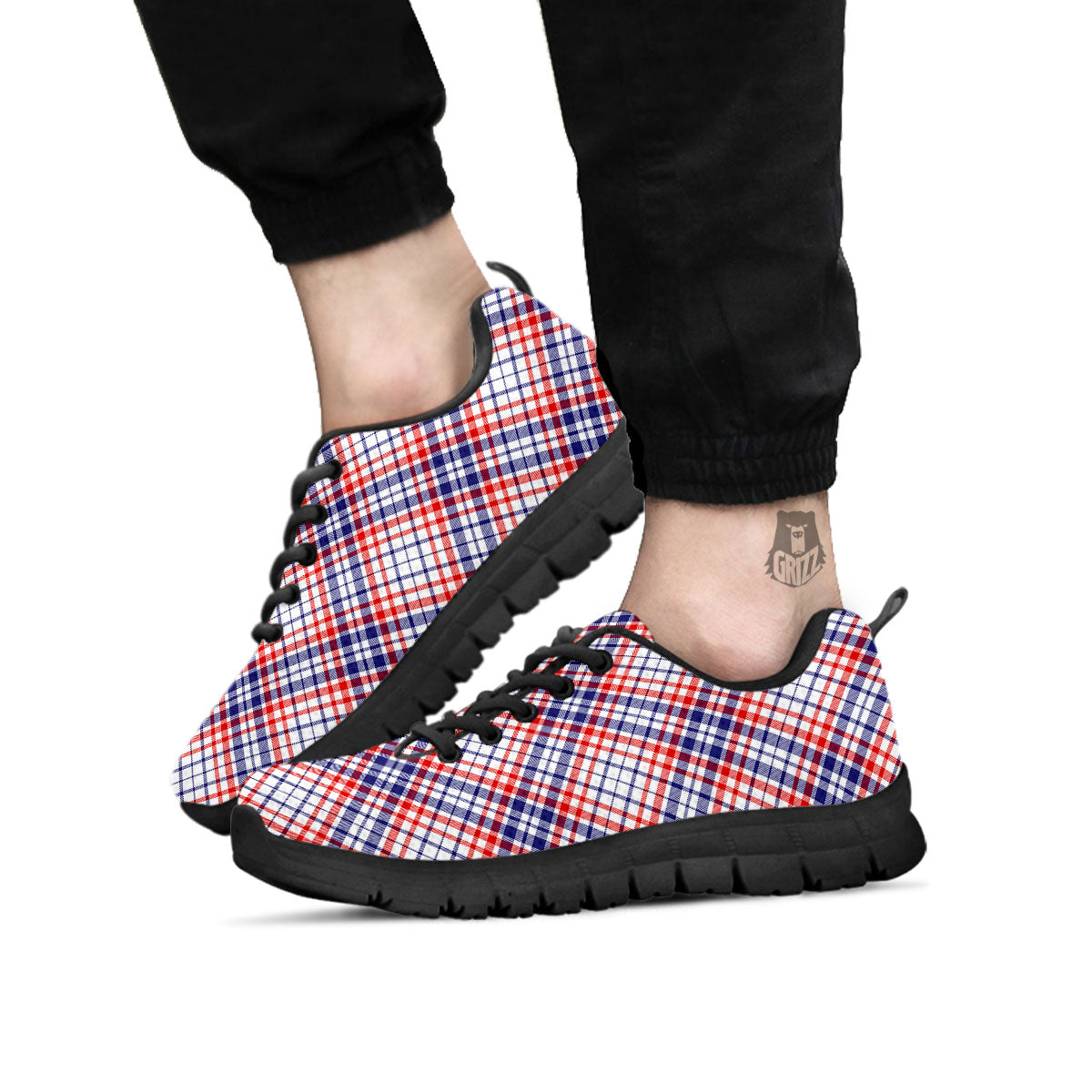 American Plaid 4th of July Print Black Sneaker-grizzshop
