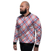 American Plaid 4th of July Print Men's Bomber Jacket-grizzshop