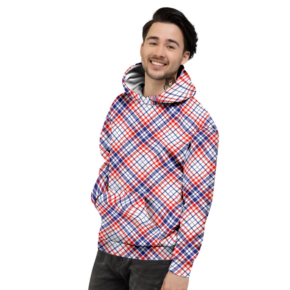 American Plaid 4th of July Print Men's Hoodie-grizzshop