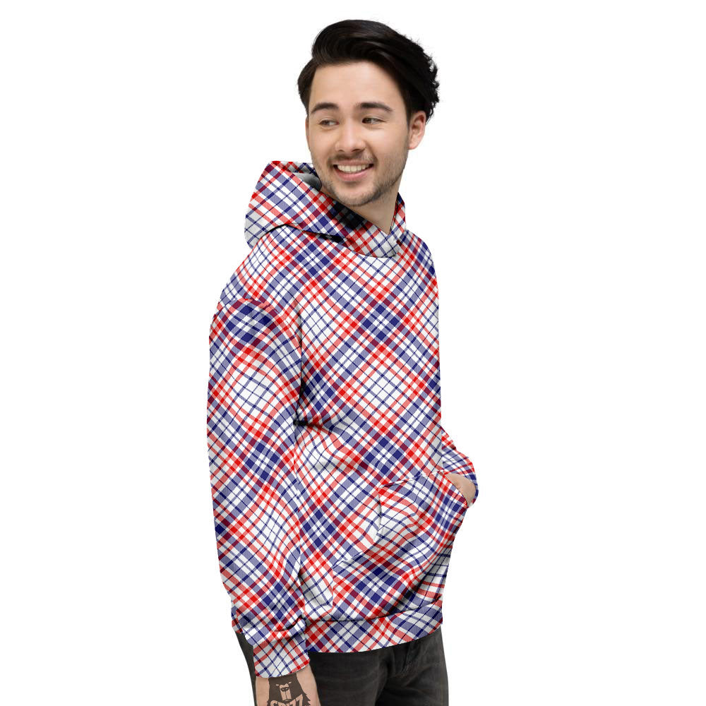 American Plaid 4th of July Print Men's Hoodie-grizzshop