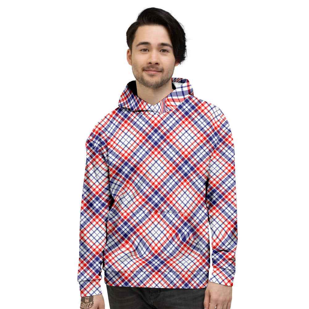American Plaid 4th of July Print Men's Hoodie-grizzshop