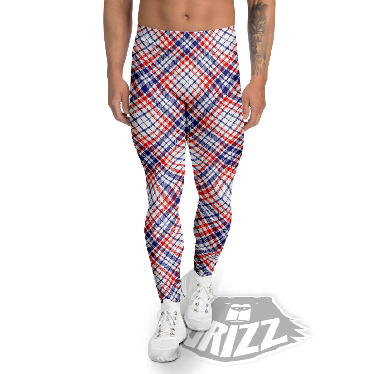 American Plaid 4th of July Print Men's Leggings-grizzshop