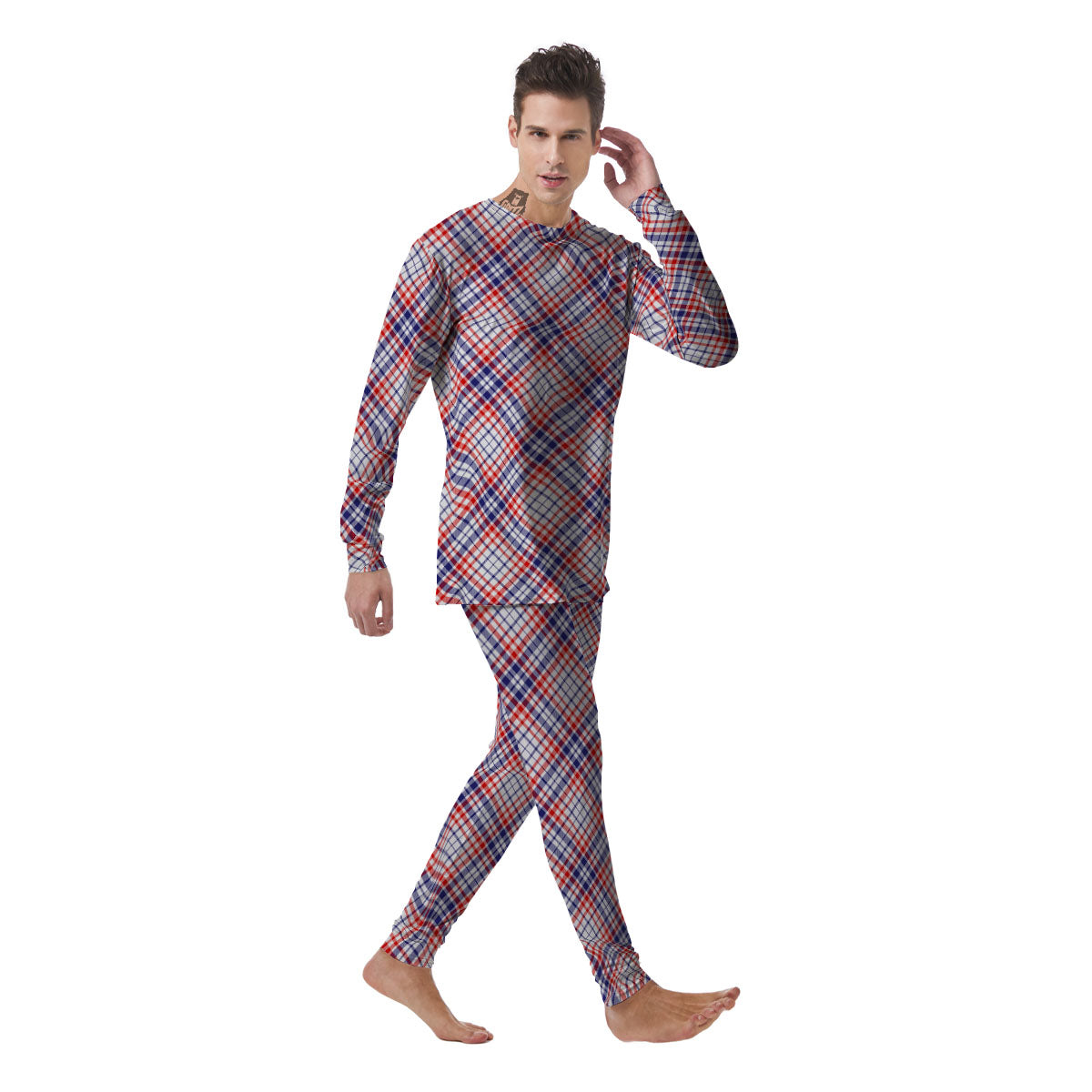 American Plaid 4th of July Print Men's Pajamas-grizzshop