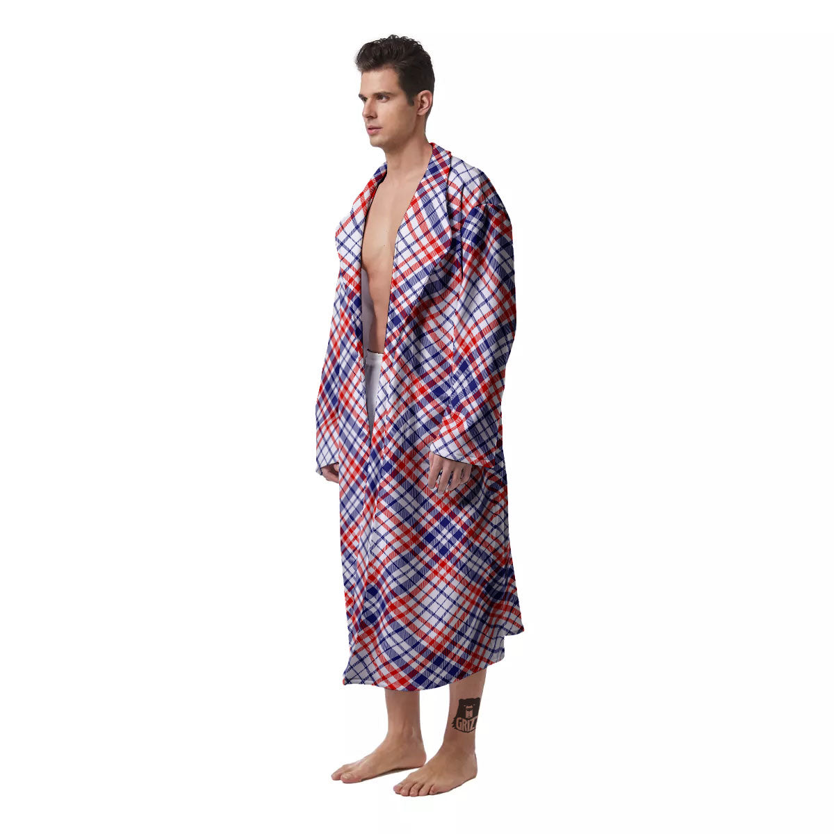 American Plaid 4th of July Print Men's Robe-grizzshop