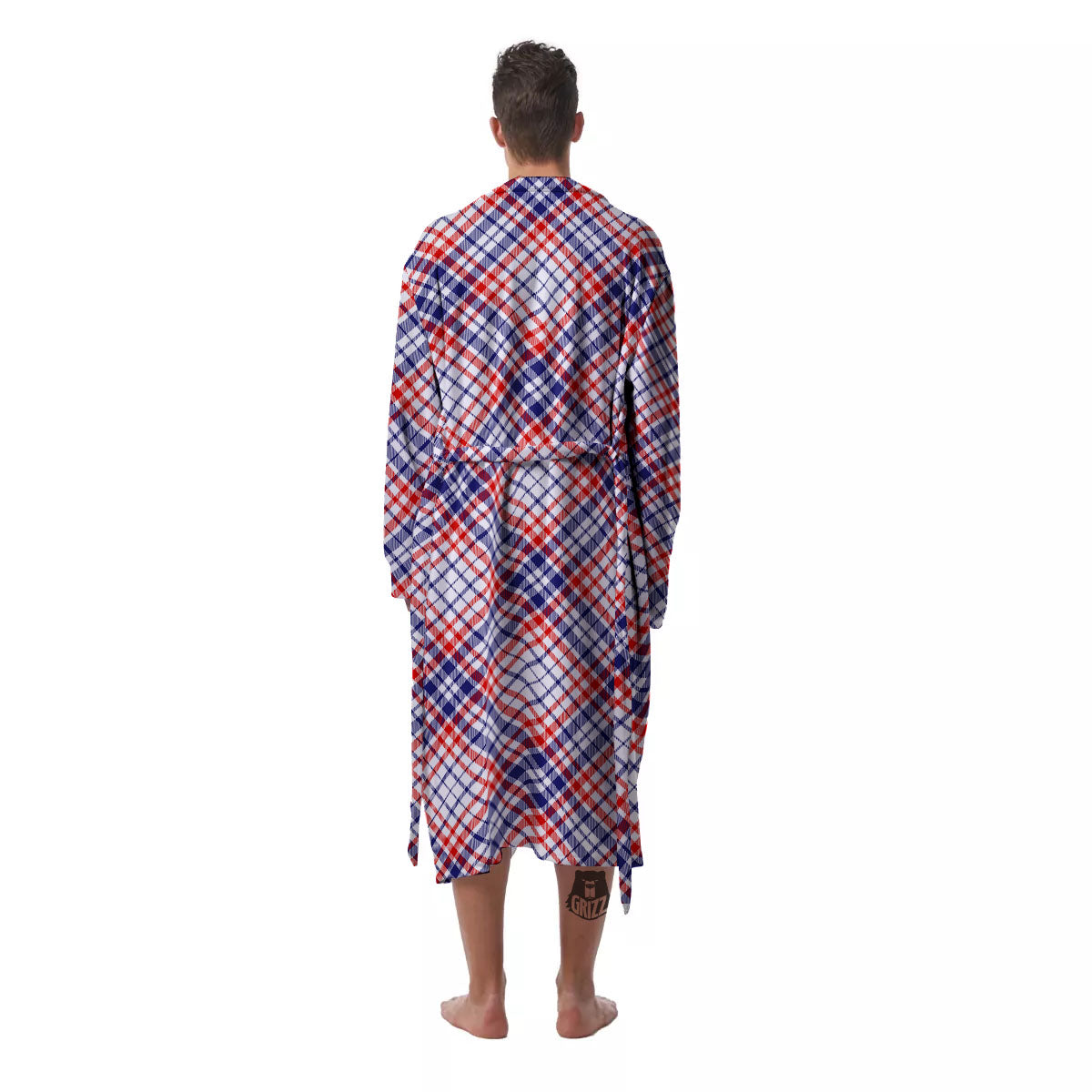 American Plaid 4th of July Print Men's Robe-grizzshop