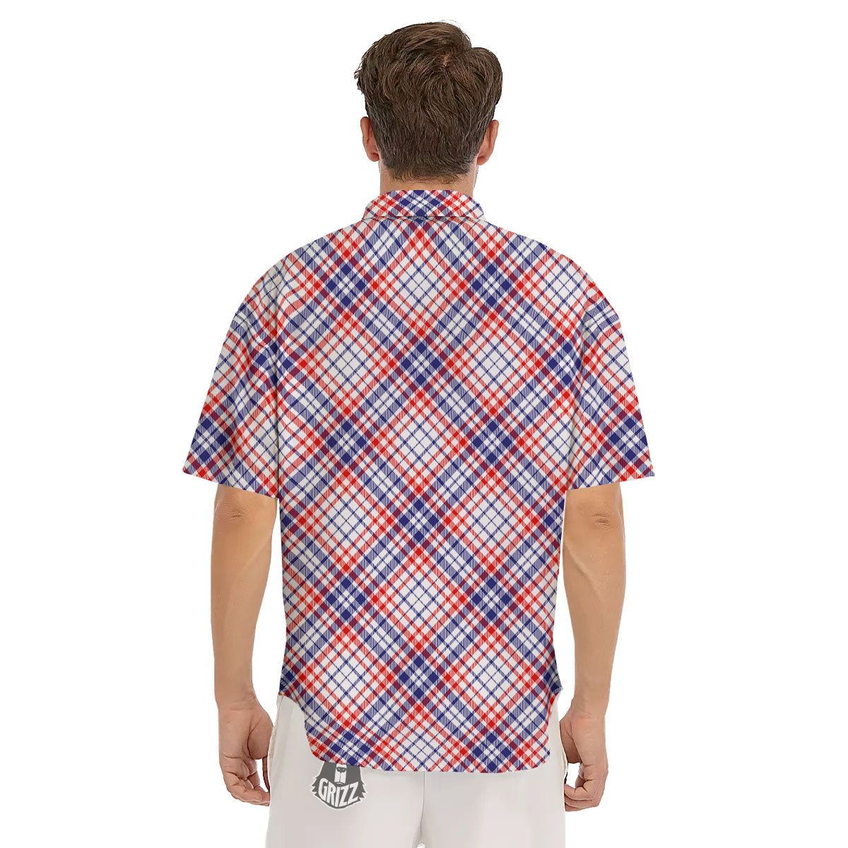 American Plaid 4th of July Print Men's Short Sleeve Shirts-grizzshop