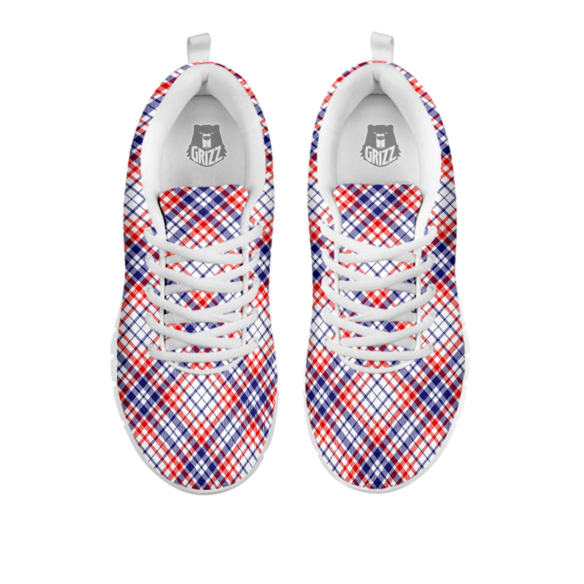 American Plaid 4th of July Print White Sneaker-grizzshop