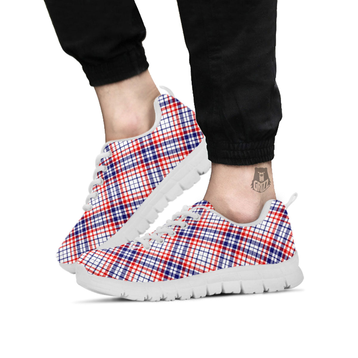 American Plaid 4th of July Print White Sneaker-grizzshop