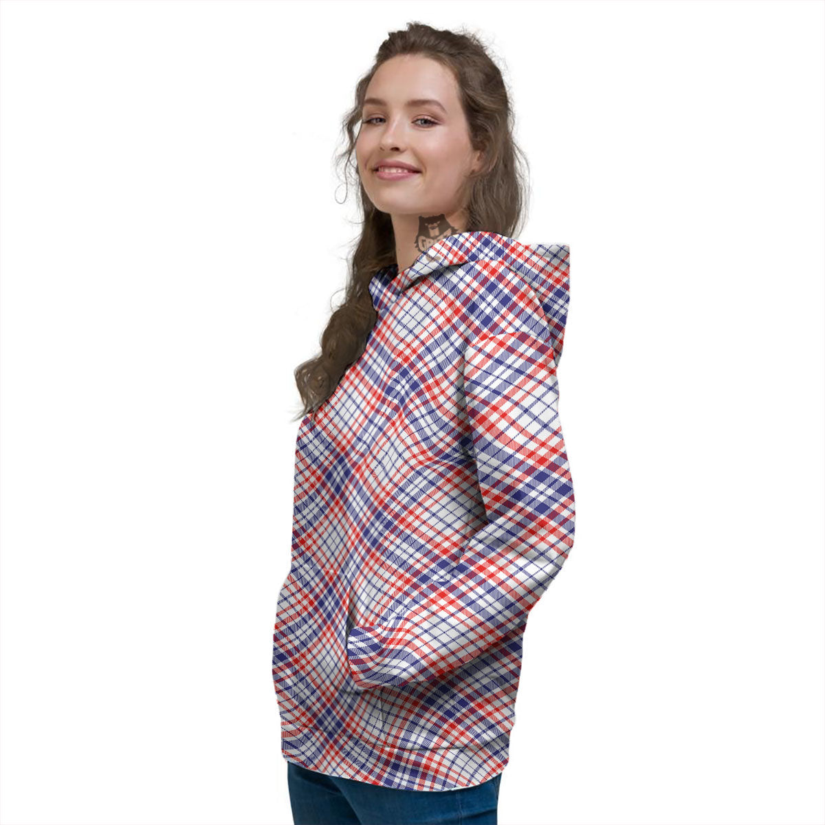 American Plaid 4th of July Print Women's Hoodie-grizzshop