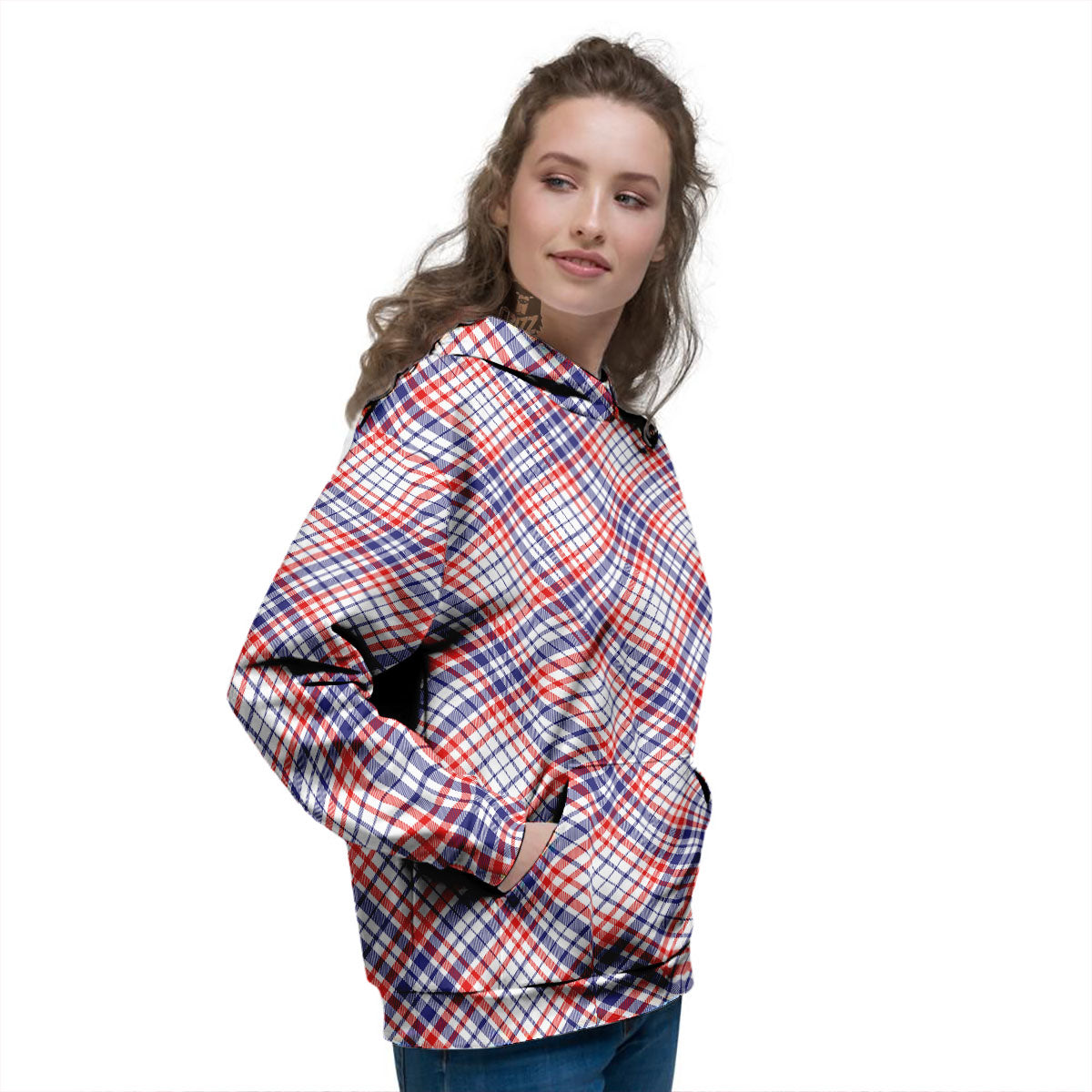American Plaid 4th of July Print Women's Hoodie-grizzshop