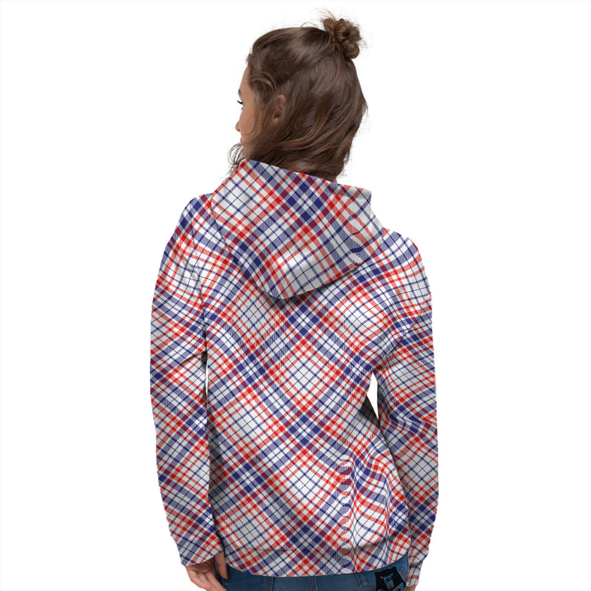 American Plaid 4th of July Print Women's Hoodie-grizzshop