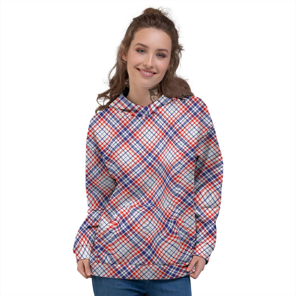 American Plaid 4th of July Print Women's Hoodie-grizzshop