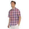 American Plaid Fourth of July Print Men's Short Sleeve Shirts-grizzshop