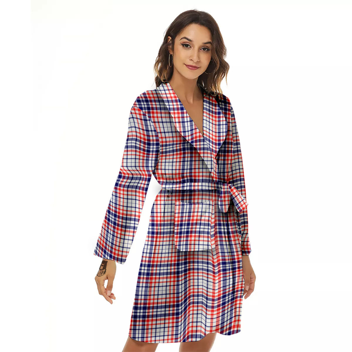 American Plaid Fourth of July Print Women's Robe-grizzshop