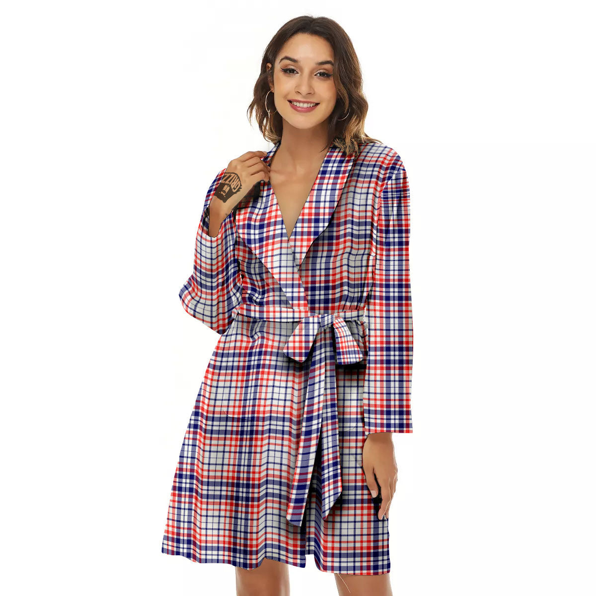 American Plaid Fourth of July Print Women's Robe-grizzshop