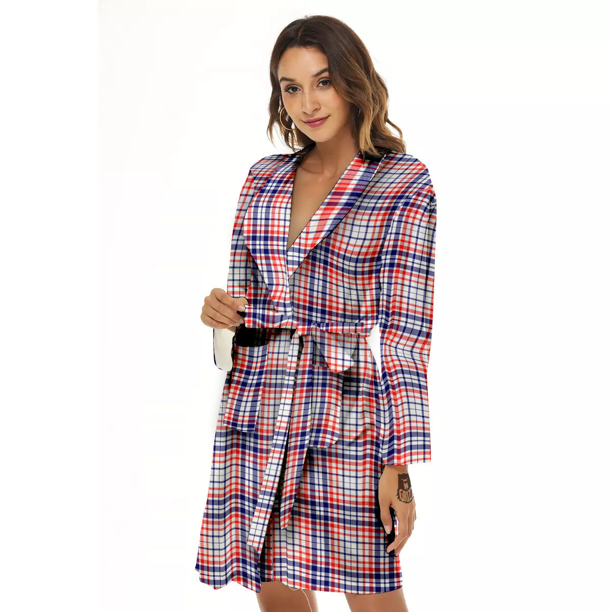 American Plaid Fourth of July Print Women's Robe-grizzshop