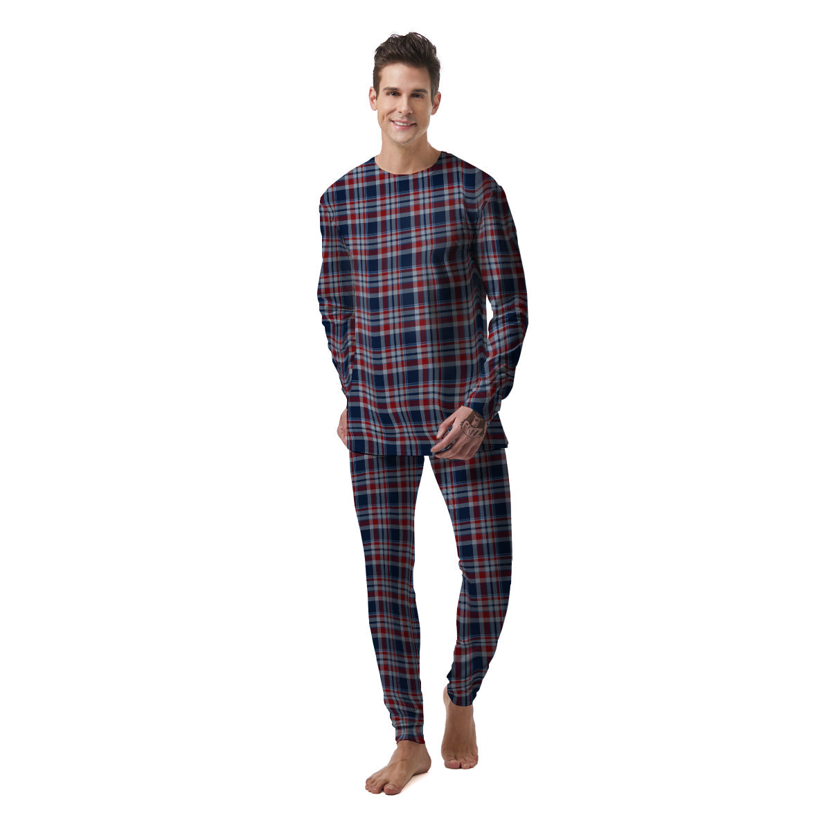 American Plaid Print Pattern Men's Pajamas-grizzshop