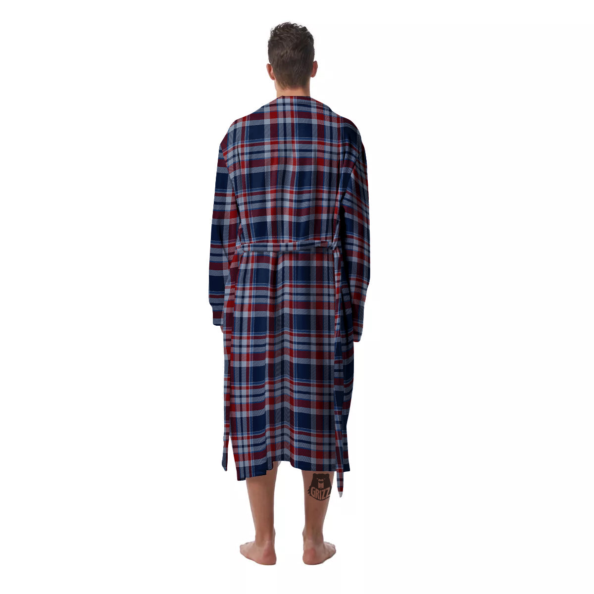 American Plaid Print Pattern Men's Robe-grizzshop